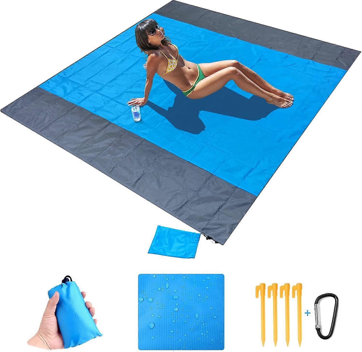 Strandtæppe picnictæppe 79 x 83 tommer foldbart