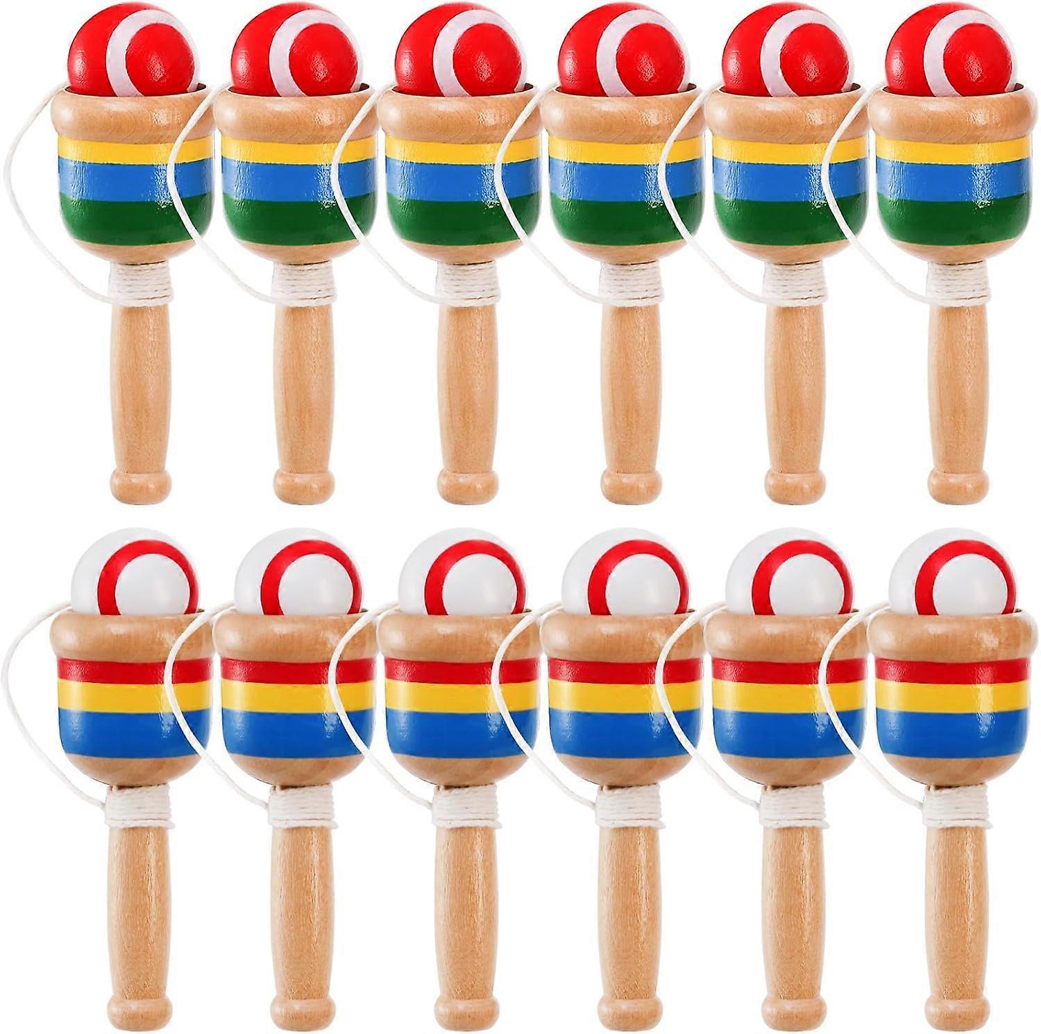 12 db fa fogólabda játék, Mini fa labda fogás húros csésze, Vintage fogás játékok gyerekeknek, újdonság szórakoztató társasjáték a Lawn Camping Beach, ha
