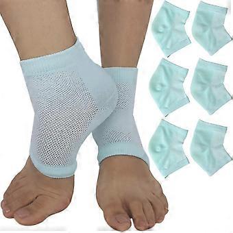 Meias de salto rachadas hidratantes - Trate os calcanhares secos alívio da dor rápido de quebrar os pés com estas almofadas protetoras de calcanhar de gel (3 pares)