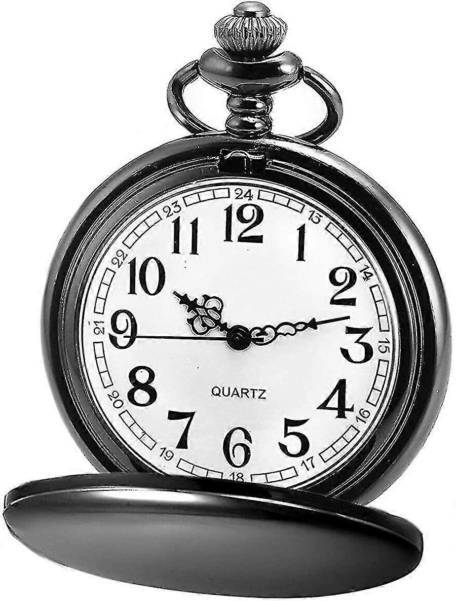 classic smooth vintage quartz pocket watch, arabic numerals scale