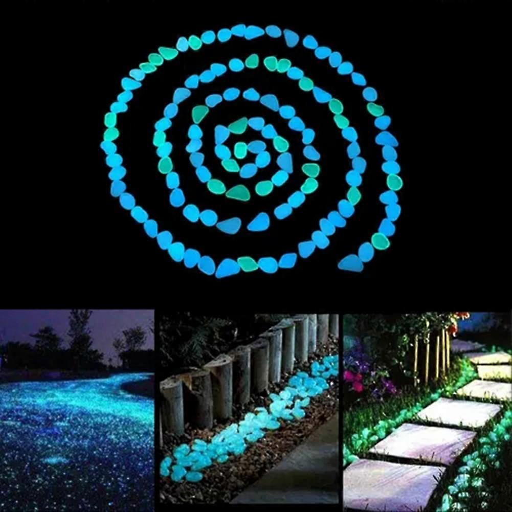100pcs Glow-in-the-Dark-Pebbles Landscaping Glowing Stone for Garden Pond Aquarium