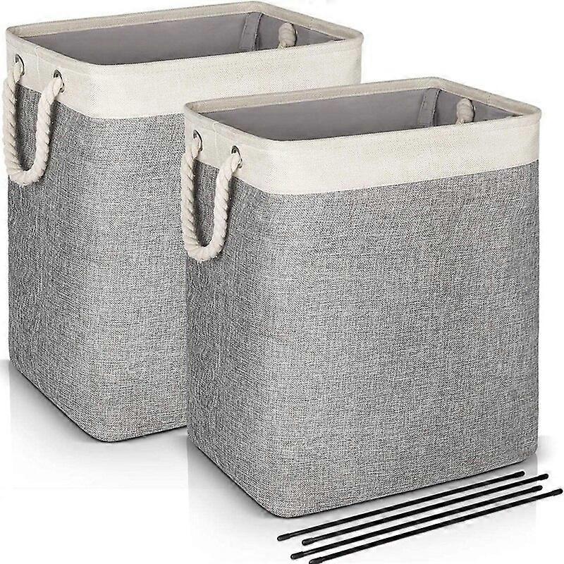 Laundry Basket with Handles 2 Pack Collapsible Linen Laundry Hampers Built-in Lining with Detachable Brackets