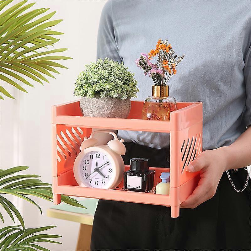 Double-Layer Stationery Storage Rack Hollow Holder Organizer for Bathroom Office