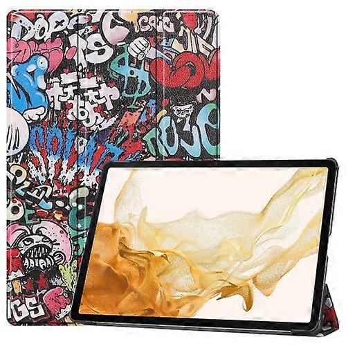 Til Samsung Galaxy Tab S9+ JUNSUNMAY Custer Malet 3-Fold Stativ Læder Smart Tablet Taske