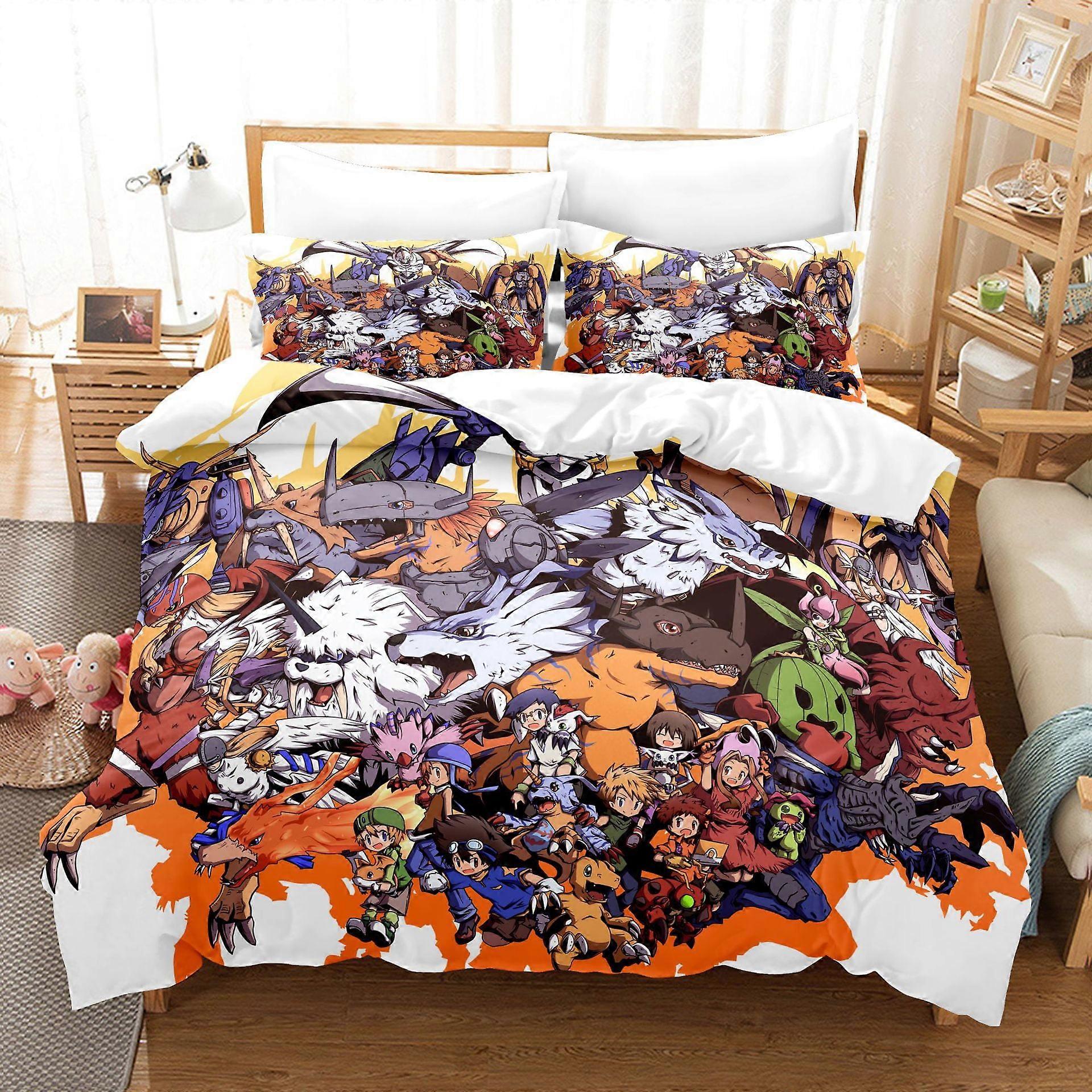 g1704 Digimon موضوع الكرتون أنيمي مجموعة الفراش أنيمي 3 قطع مجموعة الفراش 3D الطباعة الرقمية غطاء لحاف مجموعة التوأم / الكامل / الملكة / حجم الملك - 20 |264 * 239 TQ1