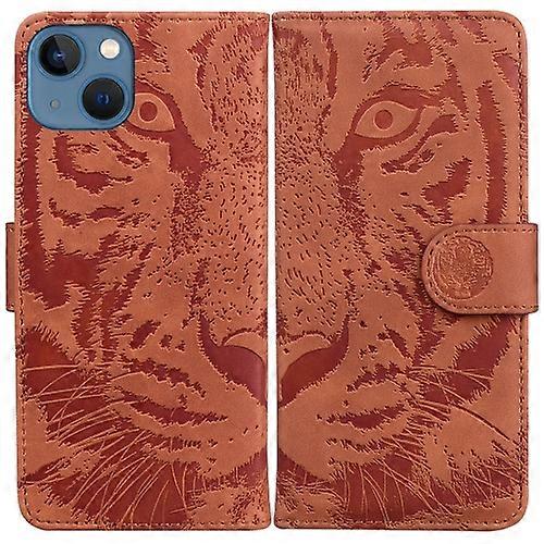 For iPhone 15 Tiger Embossing Pattern Leather Mobile Phone Case