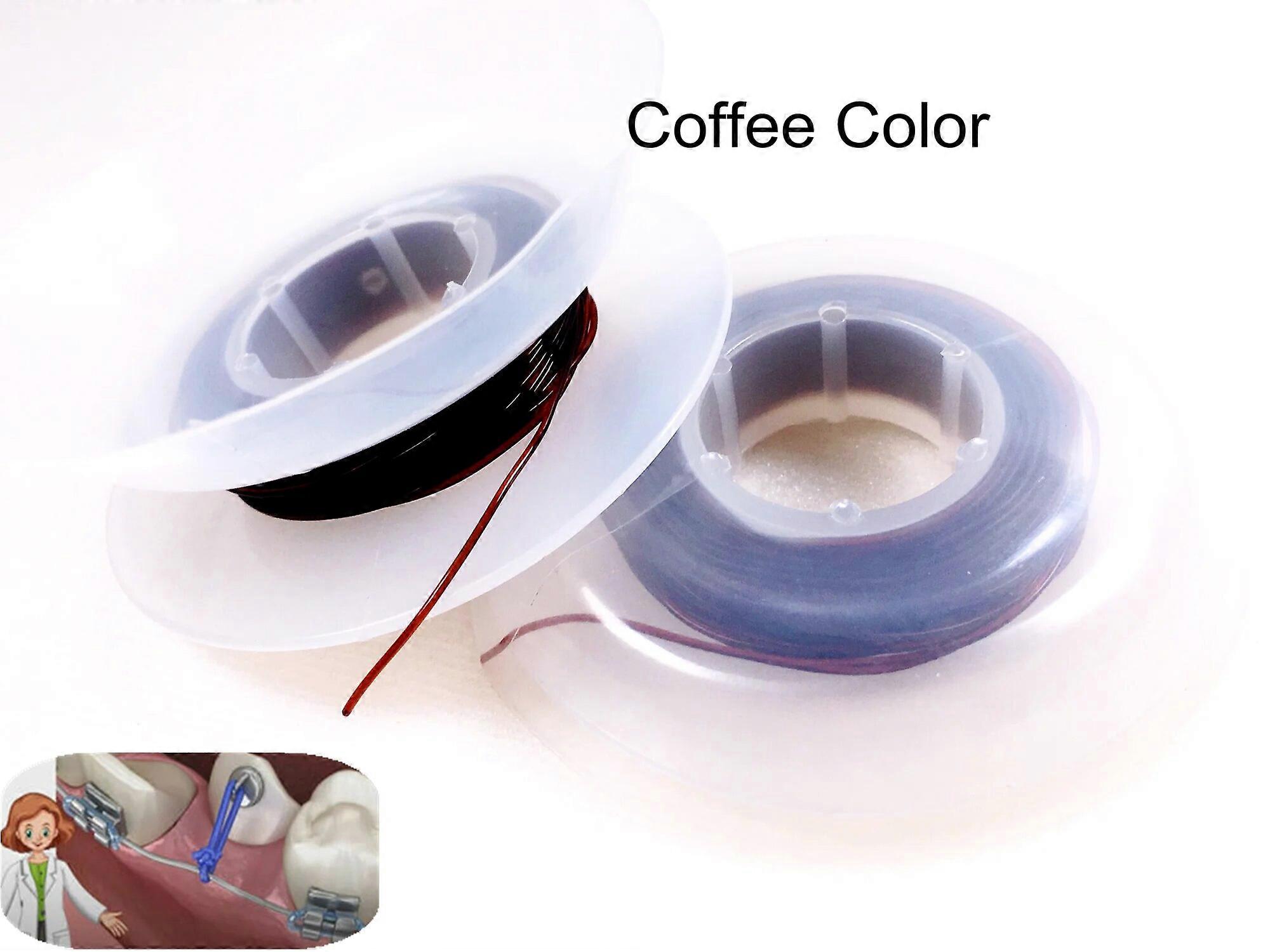 Dental Orthodontic Elastic Power Solid Thread 15FT/Roll Coffee Color