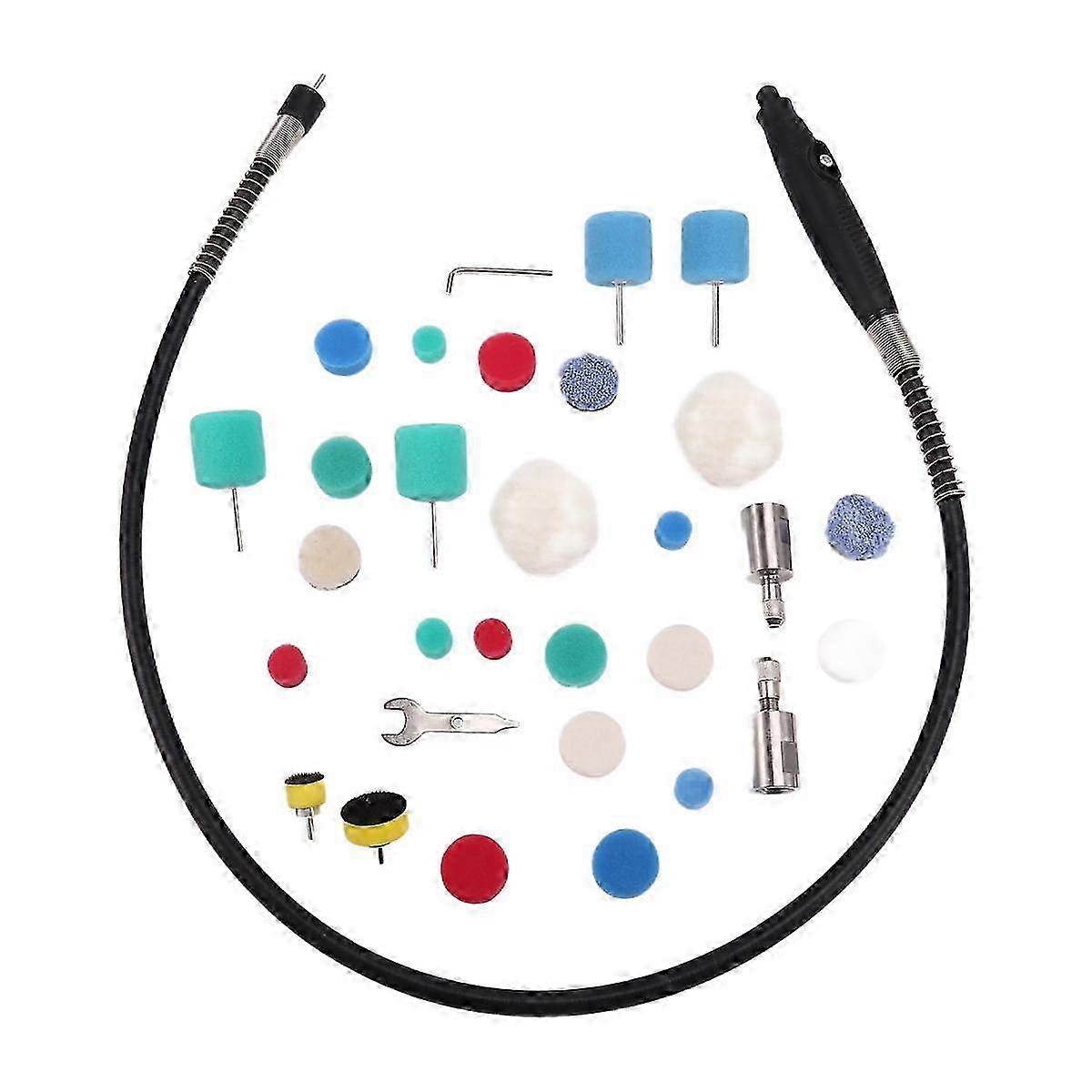 31PCS Mini Buffing Polishing Pads, Mini Detail Polisher Pads, Mini Polisher Tool with 1 Flexible Shaft Attachment