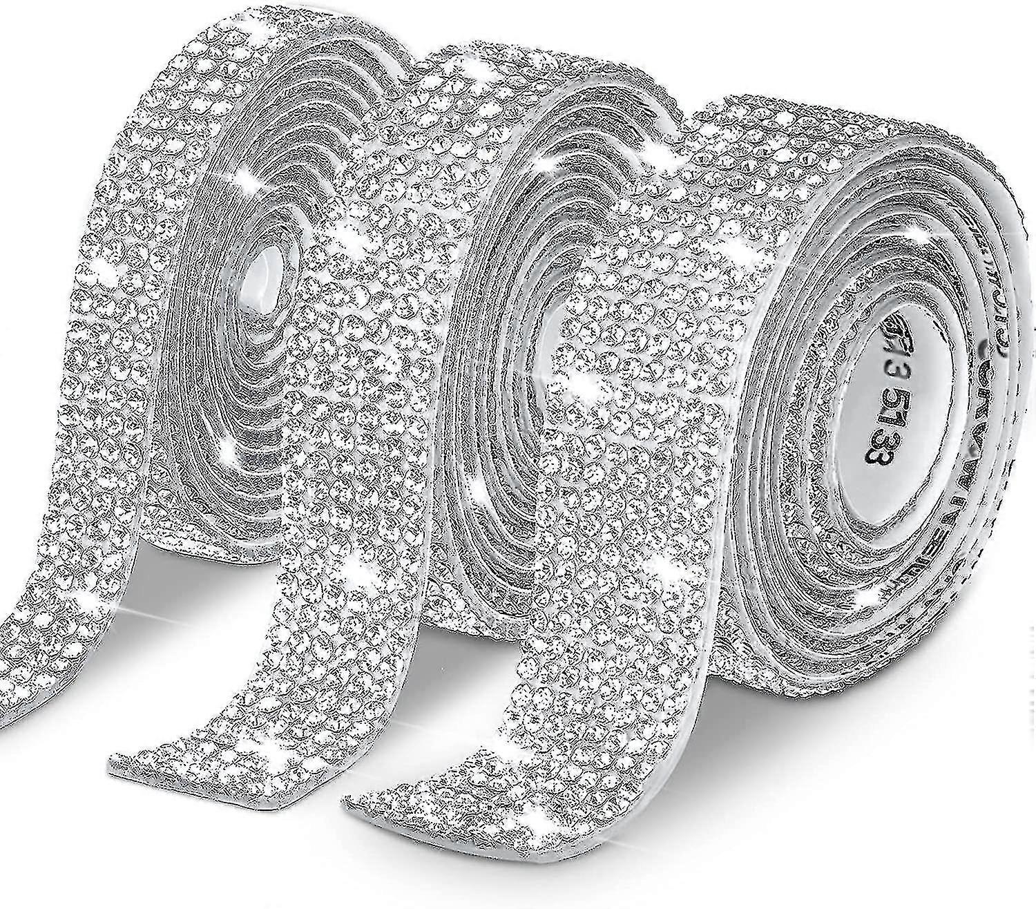 3 لفات / 6.6 ياردة ذاتية اللصق كريستال حجر الراين الشريط، الماس الشريط ملصقات شرائط