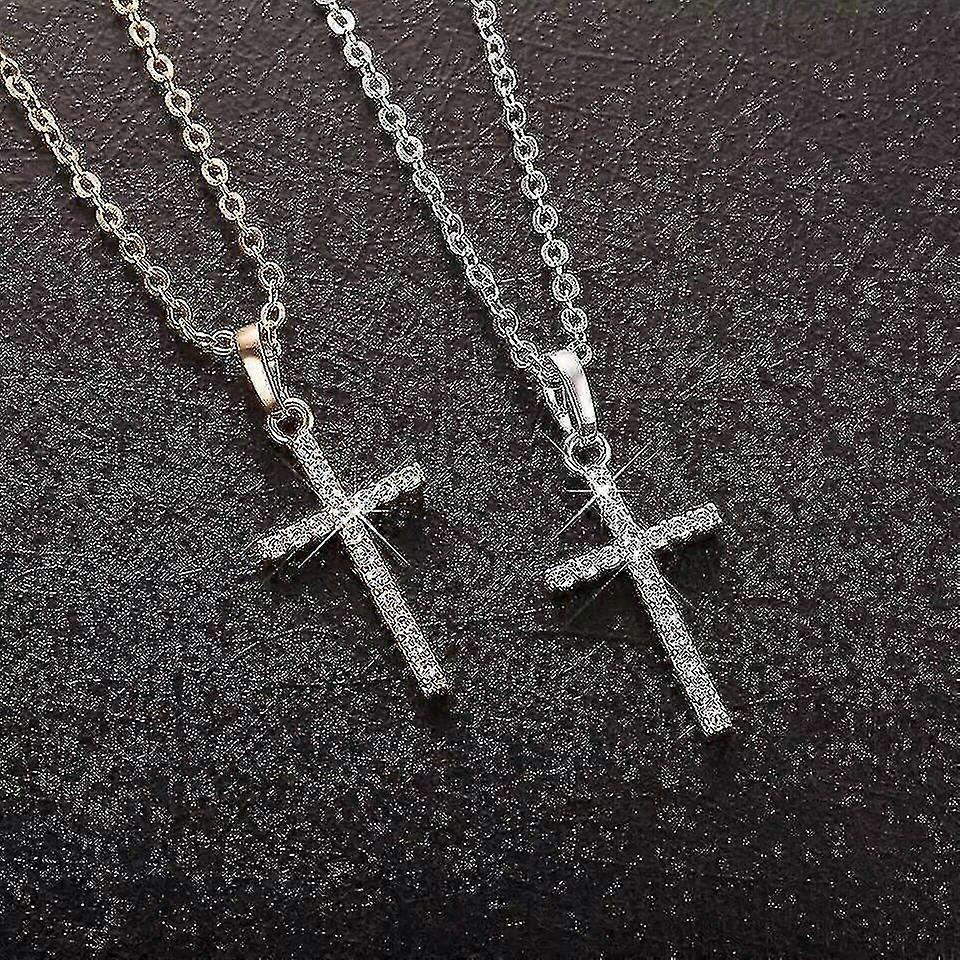 Cross Pendant Necklace Chain Silver Gold Colour