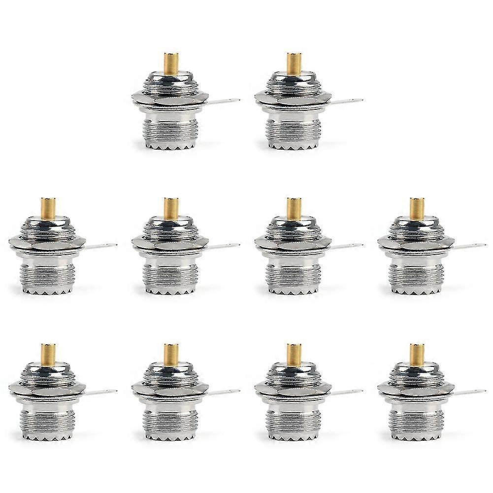 10 Pcs Connector Uhf Female So239 Jack Bulkhead Solder Panel Mount Straight