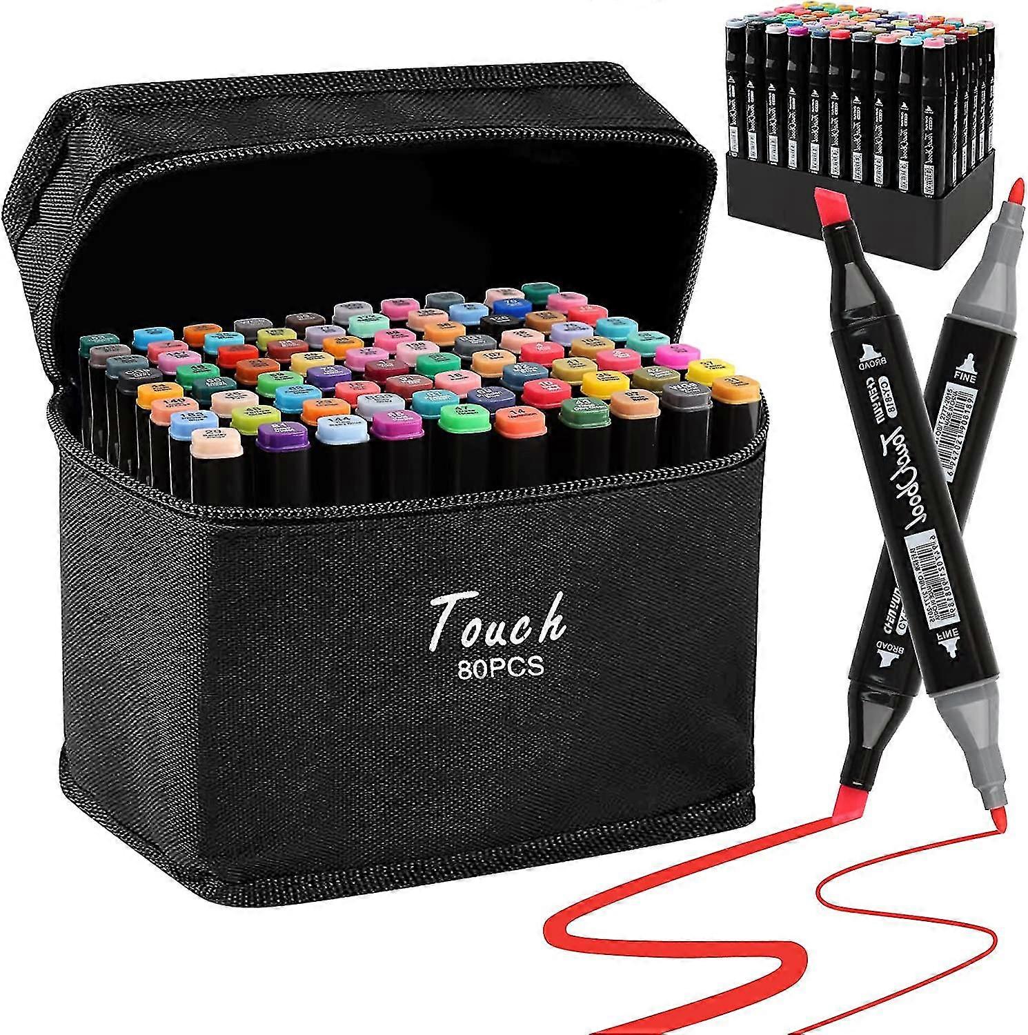 Graphic Marker Pen, Funnasting Permanent Marker Pens 80 Colors Alcohol Sketch Marker Dual Tip Art Marker Set For Design, Drawing, Colouring, Highlight