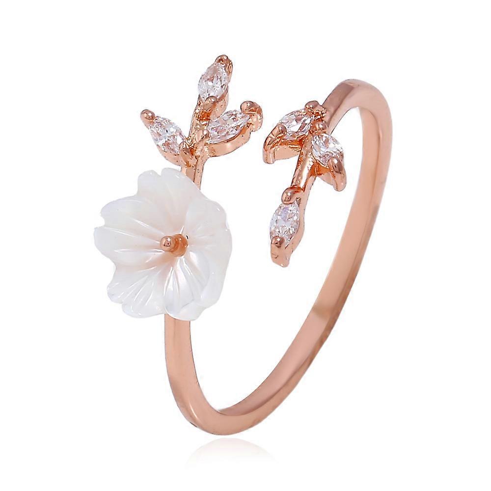 Branch Flower Ring Adjustable Artificial Crystal Leaves Ring Open