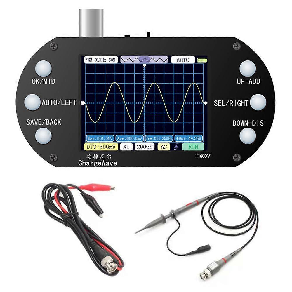 Handheld Oscilloscope 320*240 Resolution 2.4inch TFT Display 2.5MHz Sample Rate 500KHz Bandwidth Oscillometer