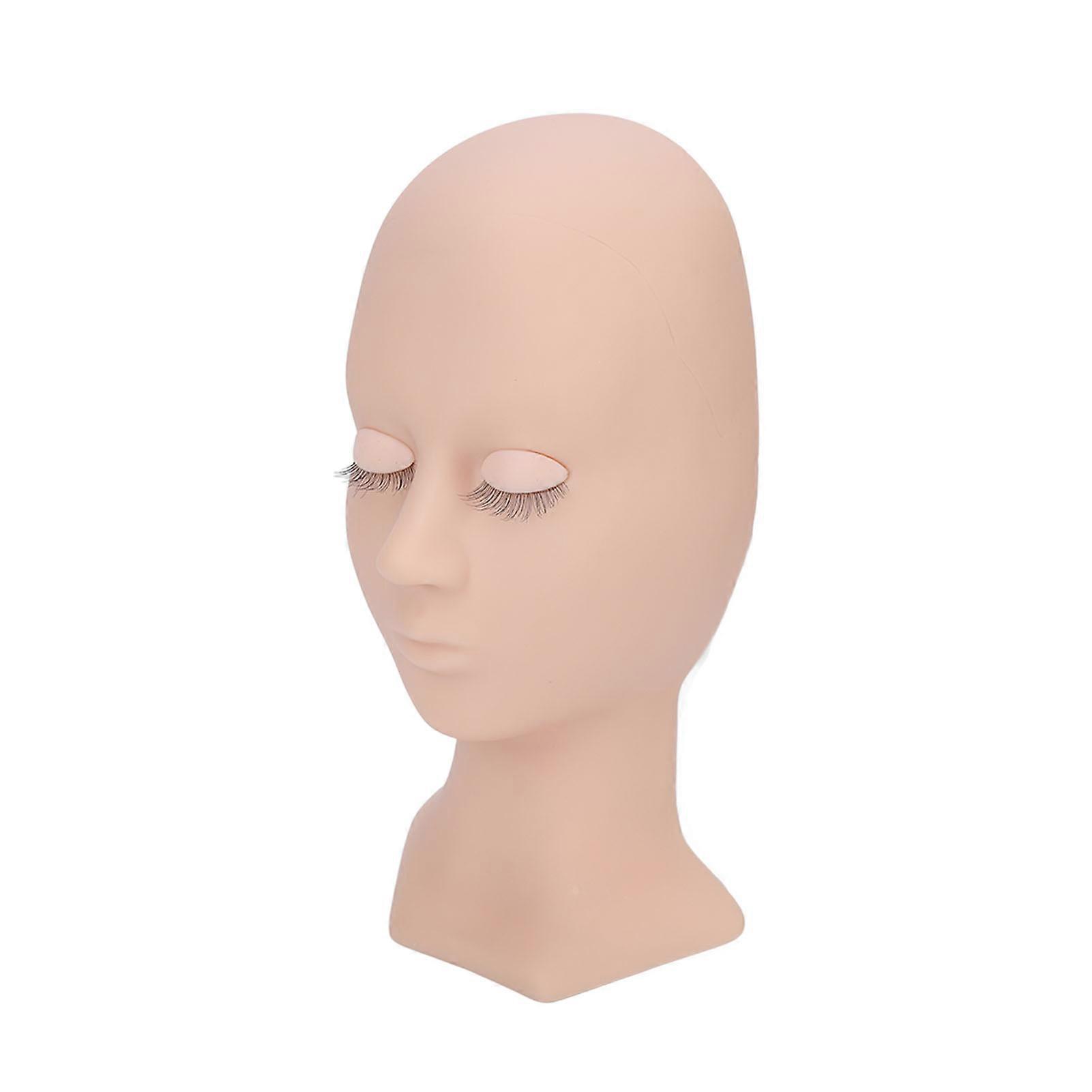 Eyelash Mannequin Head High Simulation Elastic Washable Soft Silicone Makeup Practice Mannequin Head Single Eyelid Pink