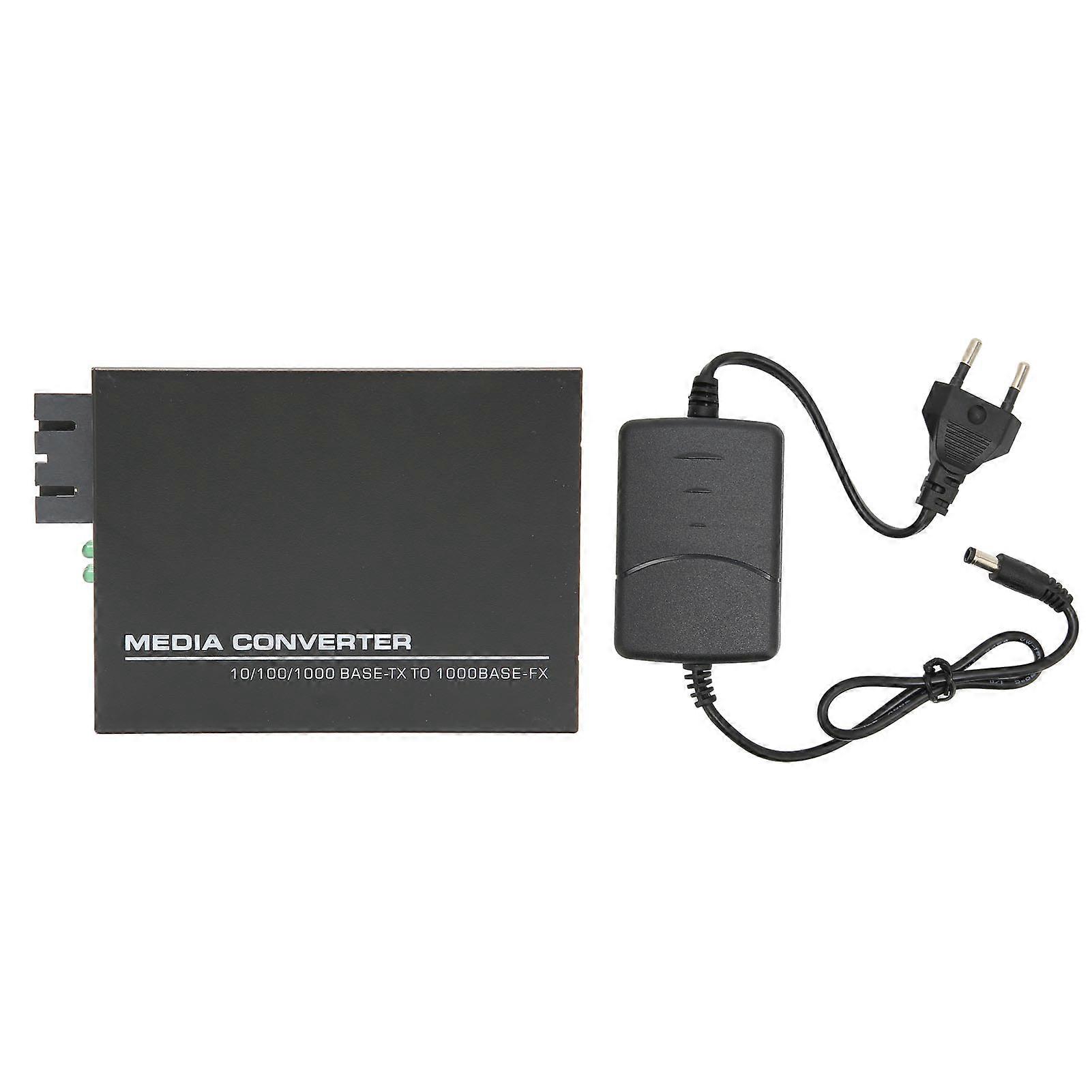 Gigabit Fast Ethernet Medienkonverter Single Mode Dual SC 10 100 1000Base Tx RJ 45 Glasfaser Medienkonverter für zu Hause 100?240V EU-Stecker