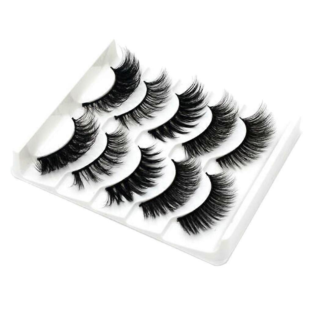 Soft Comfortable 5 Pairs 3D  False Eyelashes Natural  Set - Black, 3D-21