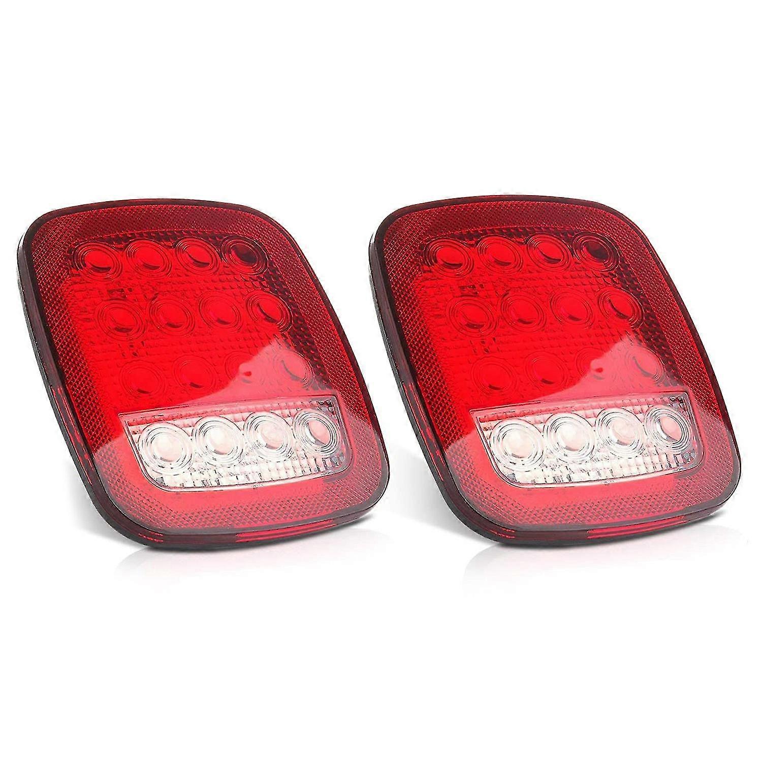 Universal 16 LED Stop Tail Turn Signal Backup Reverse Brake Red/White for Wrangler YJ TJ JK CJ Truc