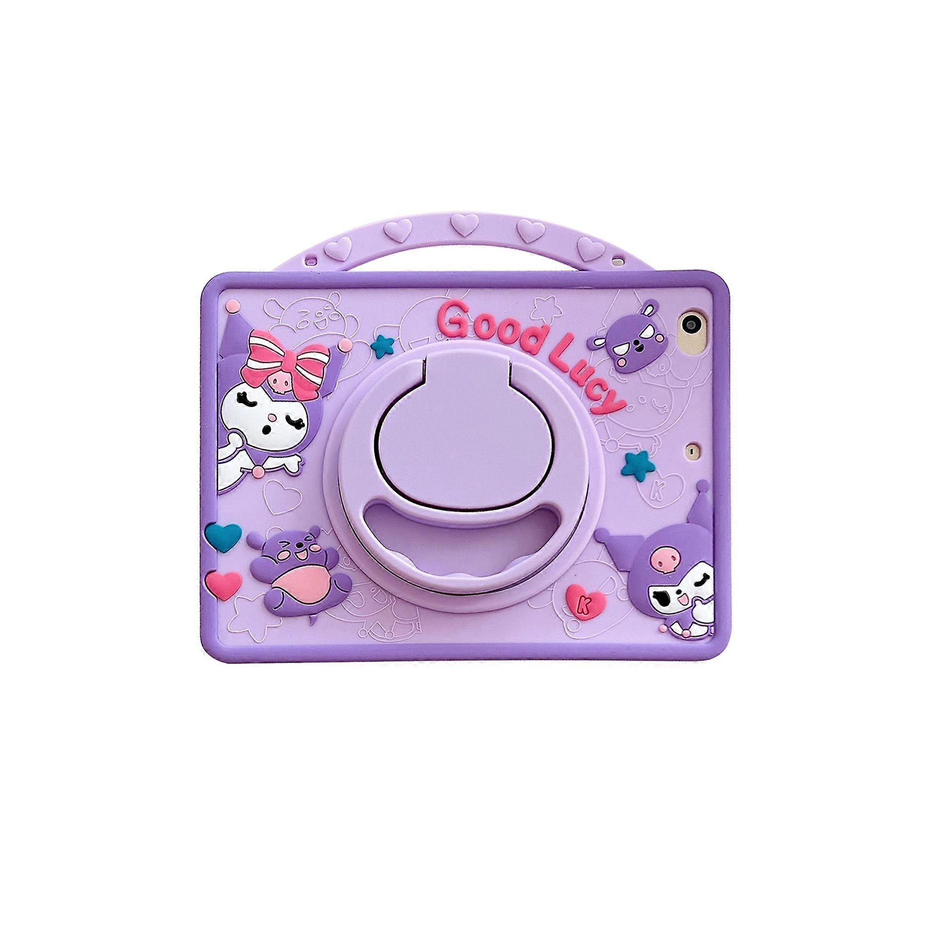 Cute Cartoon Character 3D Unique Design for Women Girls Girly Soft Silicone Kickstand Case for iPad with String, Stit