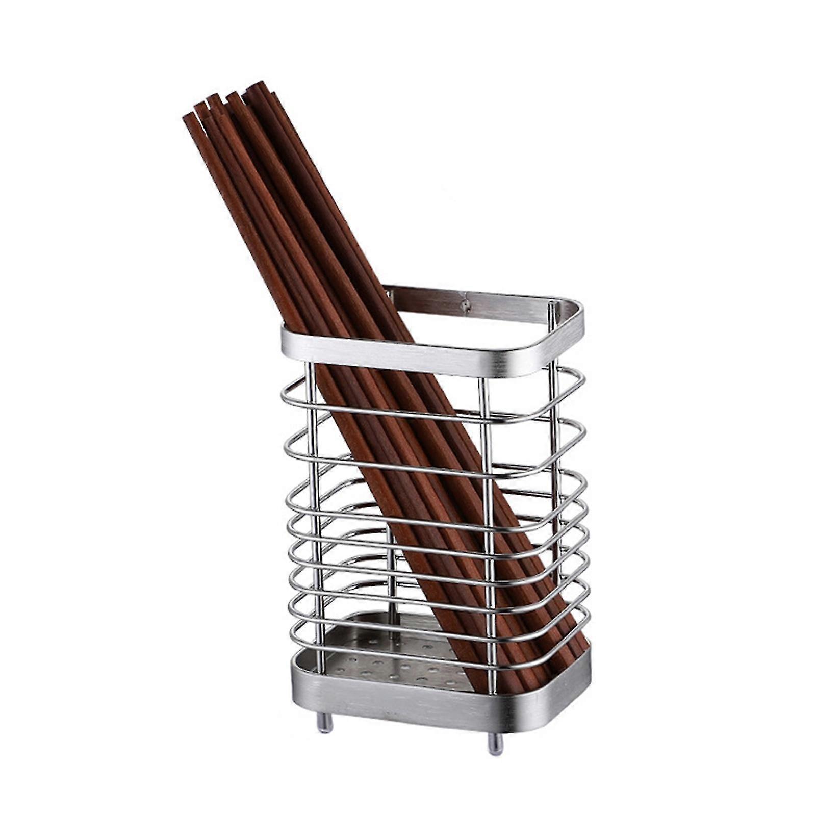 Support de comptoir en acier inoxydable Support de couverts Évier de cuisine Tidy Drainer Utensil Rack