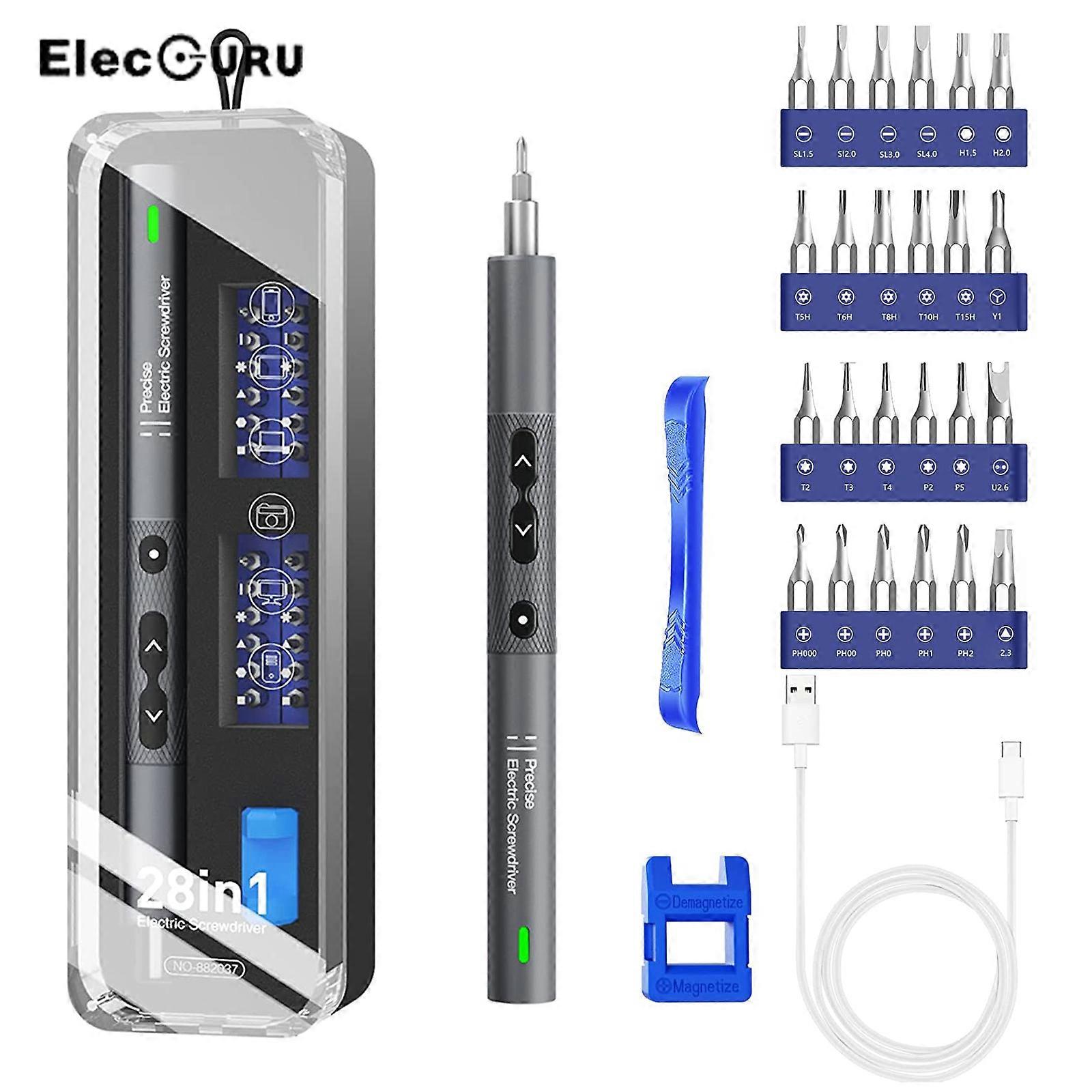 28 in 1 Mini Electric Screwdriver Kit Precision Screwdriver Set with 24pcs S2 Matte Bits Home DIY iPhone Notebook Repair