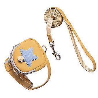 Pet Harness Leash Set Adjustable Straps Even Pressure Escape Proof Loose Cat Vest Belt for Outdoor Yellow S (Recommended Within 2.5kg/5.5lb)