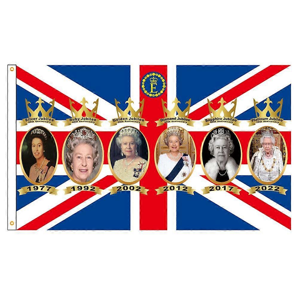 Her Majesty'S Flag,Commemoration Of The Queen Of Great Britain Flag, Queen Banner, Single Sided Printed Bright Colorfast, For Outdoor Indoor Use 3 X 5