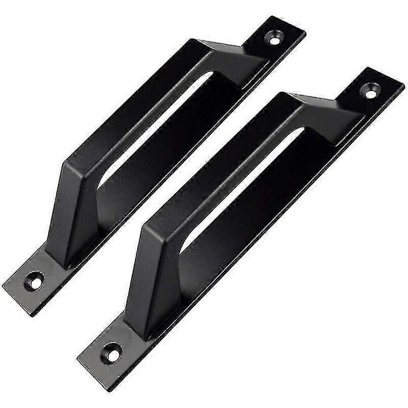 Black Garden Gate D Shaped Door Handle 200mm 2pcs