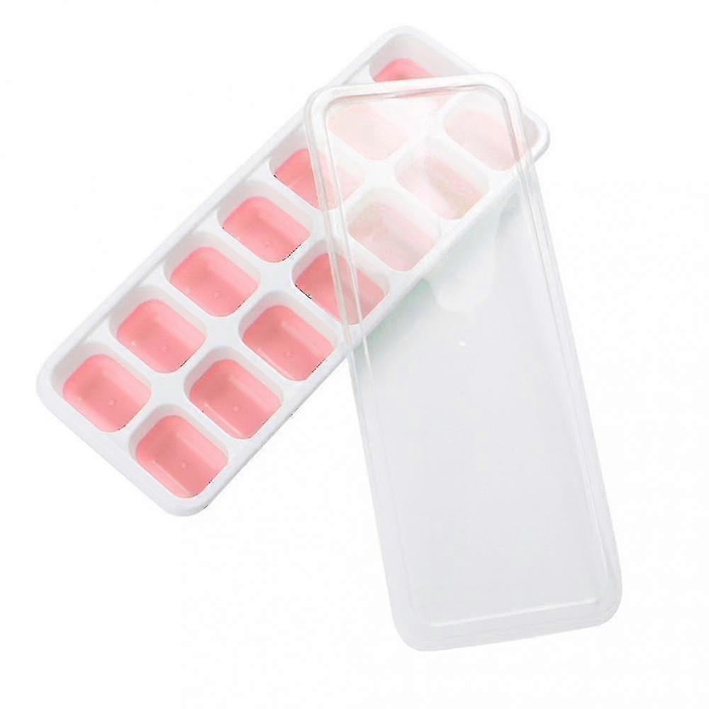 Easy Release Silicone Ice Cube Trays And 14 Flexible Ice Cube Trays With Removable Lid Pink