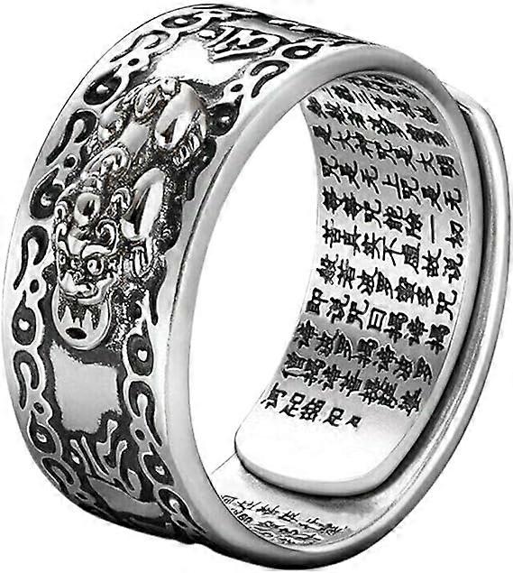 Men's Adjustable Silver Feng Shui Ring