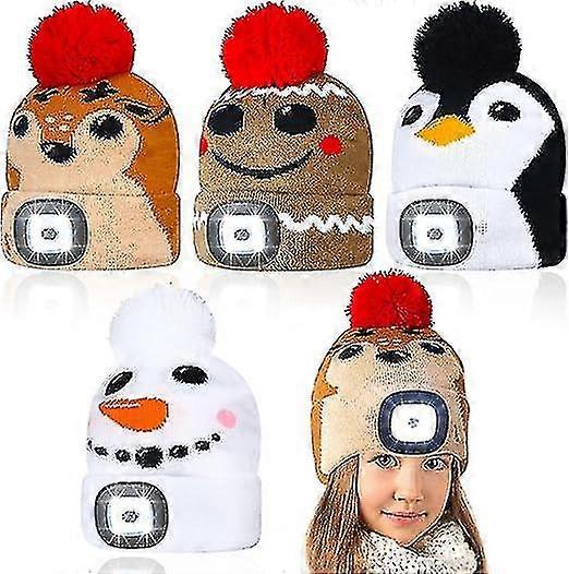 Beanie With Light For Kids, Usb Rechargeable Hands Free Led Headlamp Cap,unisex Winter Warm Knit Night Light Hat For Camping Running Walking, Gift For