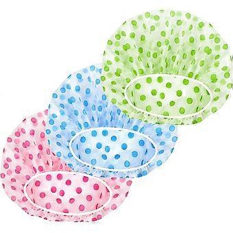 3 Pcs Chapeau de douche réutilisable avec bande élastique imperméable à l’eau Bonnets de douche de bain (3-c-vn)