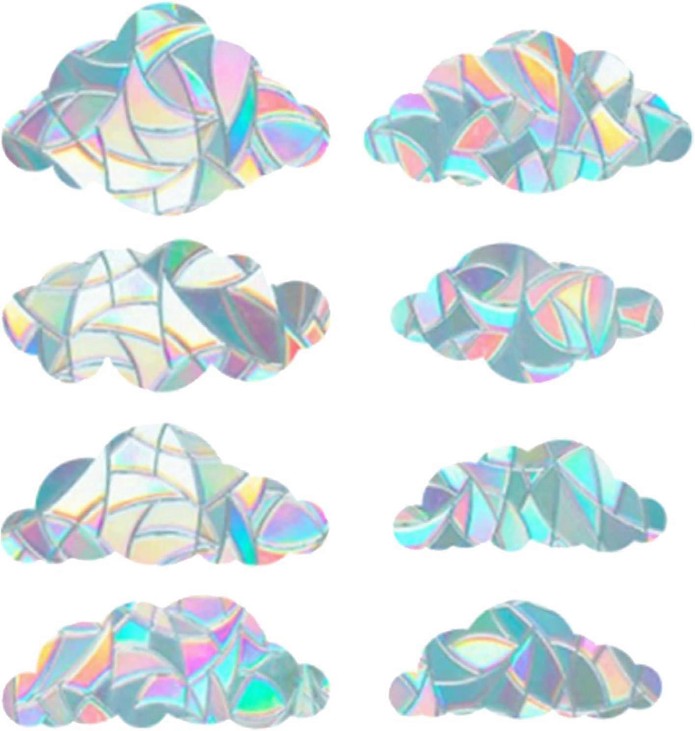 Large Window Clings Rainbow Glass 3D Sun Catcher Stickers Anti-Collision Alert Decals Non Adhesive Prismatic Vinyl Decorations for Prevent Stop Birds