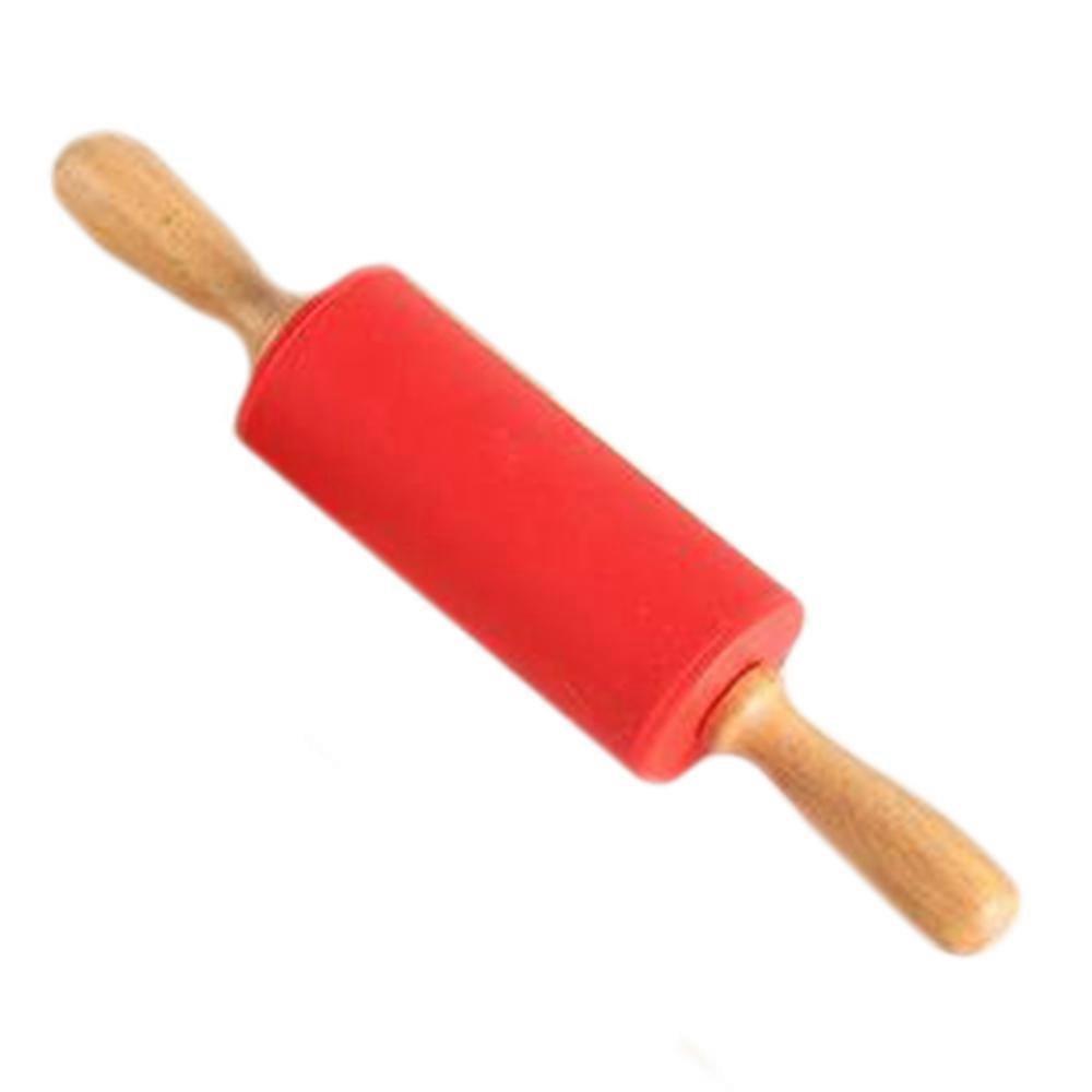 Household Silicone Rolling Pin Solid Wood Handle Roller Dumpling Rolling Pin Non-stick Rolling Pin Baking Tool Small 22.5cm Silicone Rolling Pin