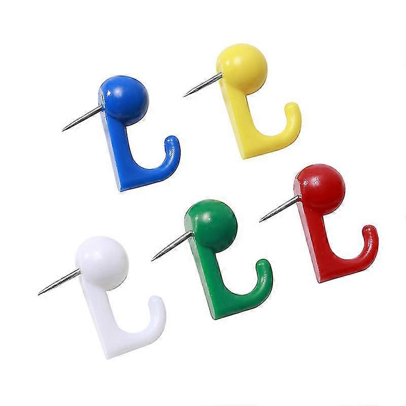 カラープッシュピンプラスチックウォールフック親指タックフック付きタックプラスチックヘッドピンタックフックコルクボードマップ写真学用品(50pcs)