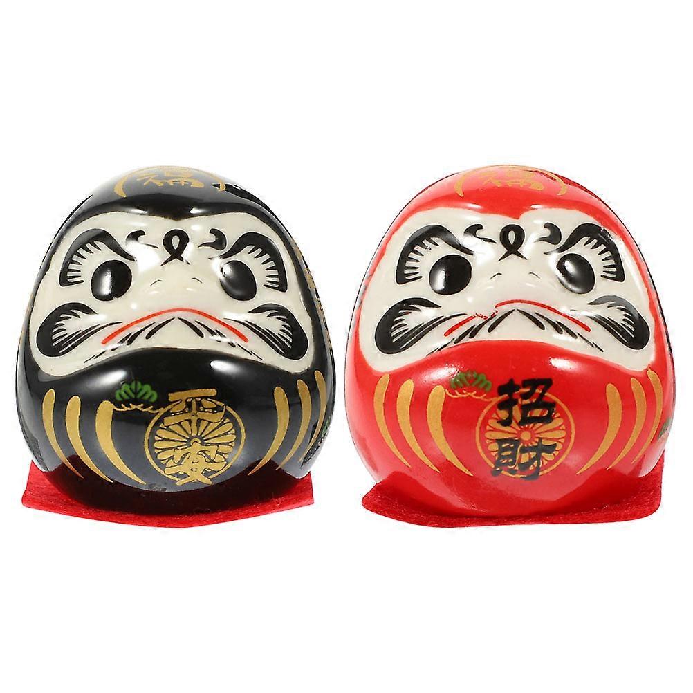 2st Daruma Figur Keramisk Japansk Daruma Docka Staty Rikedom Säkerhet Darma