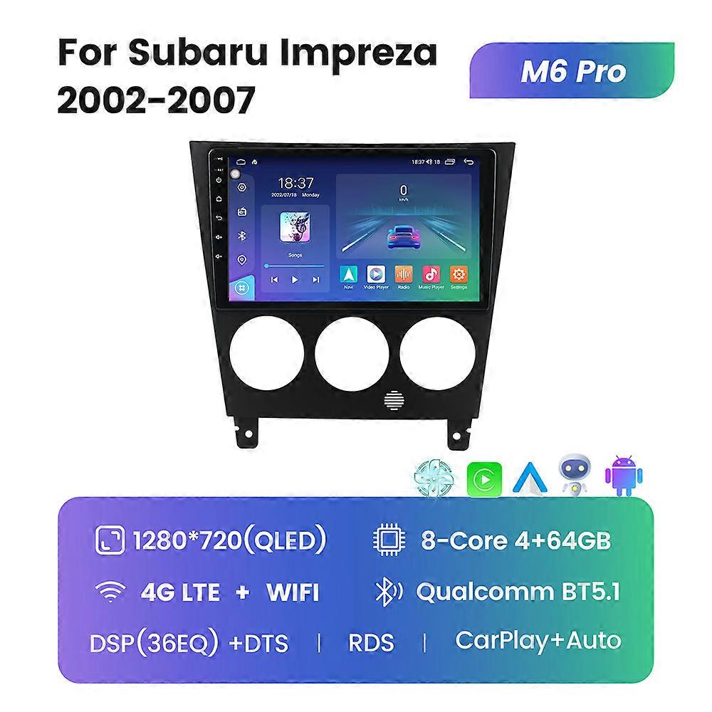 Car Radio Multimedia Video Player GPS Navigation Android 12 8G+128G For Subaru Impreza 2002-2007 Built-in Carplay Auto WiFi+4G