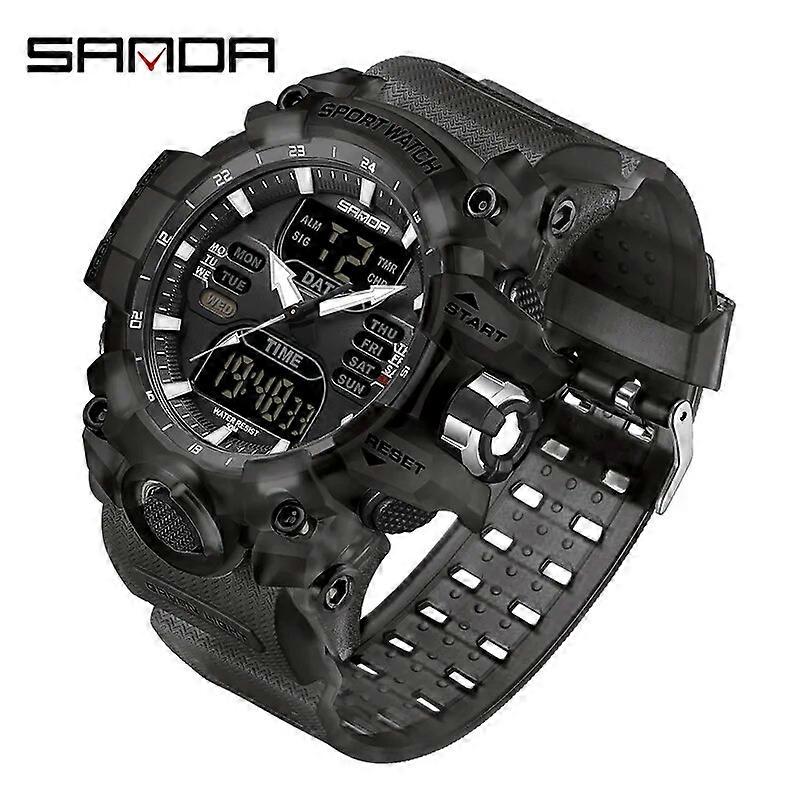 Herren Armbanduhr Armbanduhr Digital Stoppuhr SANDA Dual Display