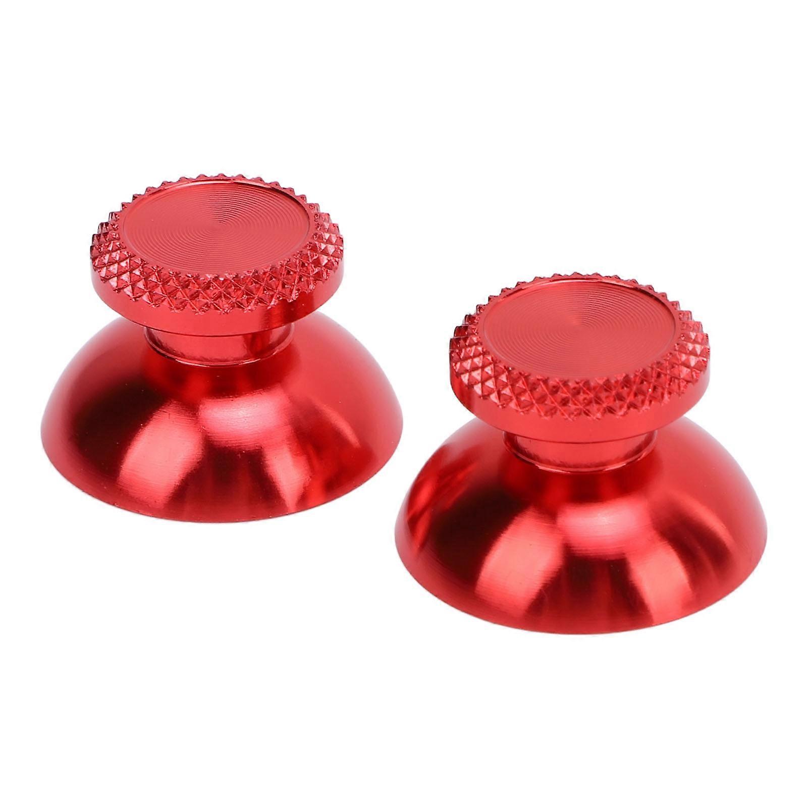 2Pcs Metal Analog Grips Stick Thumbsticks Controller Aluminum Alloy Metallic Joystick Handheld Game Console Accessories Red 