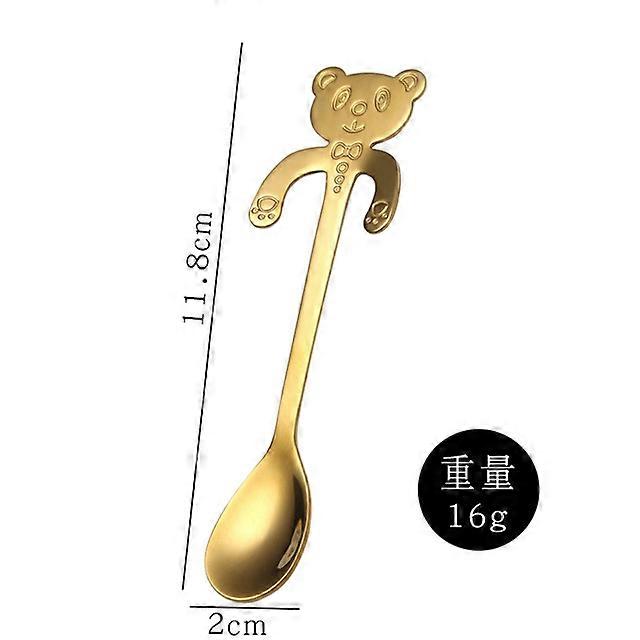 2pcs HangableMini 304 Stainless Steel Cartoon bear Spoon Long Handle Flatware Coffee Drinking Tools Kitchen Gadget Kitchen Tools