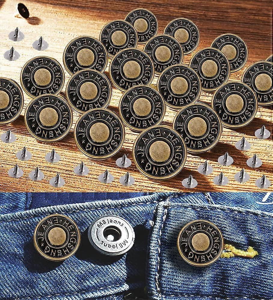 (20 Sets 17mm) Removable Buttons for Jeans Button Replacement Snap Buttons Adjustable Jeans Buttons Replacement Jean Pins for Jean Adjustable Button f