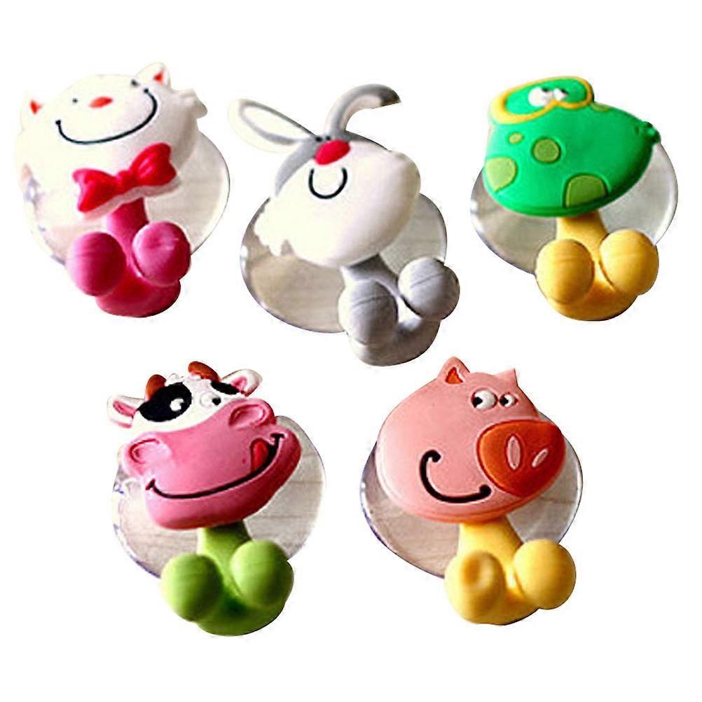 5pcs Different Creative Cartoon Animals Style Strong Suction Cup Toothbrush Holders