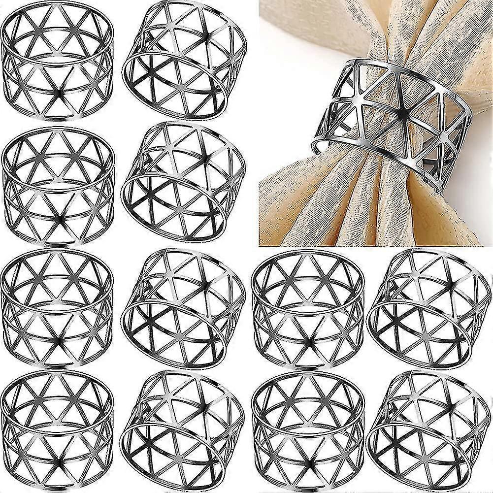 ナプキンリング、12個中空ナプキンリングホルダーナプキンリングサービエット