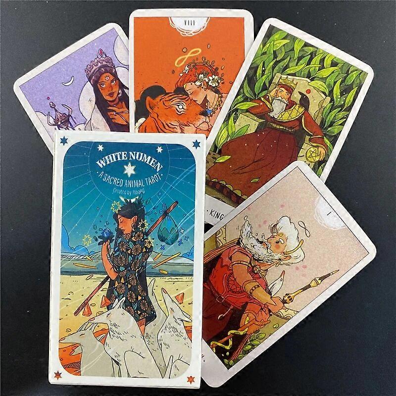 White Numen: A Sacred Animal Tarot Cards Prophecy Divination Deck English Version Entertainment Oracle Board Game