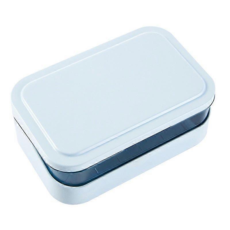 Blue Soap Box with Lid and Removable Drip Tray - Portable - Rectangular Travel Soap Dish