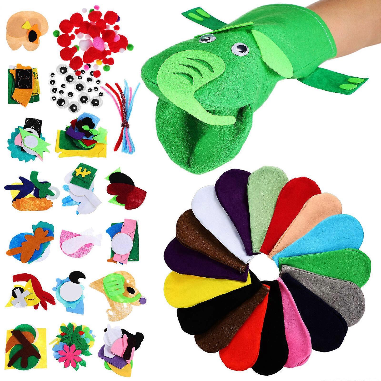 1 Set Hand Puppet Making Kit Diy Puppet Pompoms Eyes Role Play Supplies Felt Craft Accessories