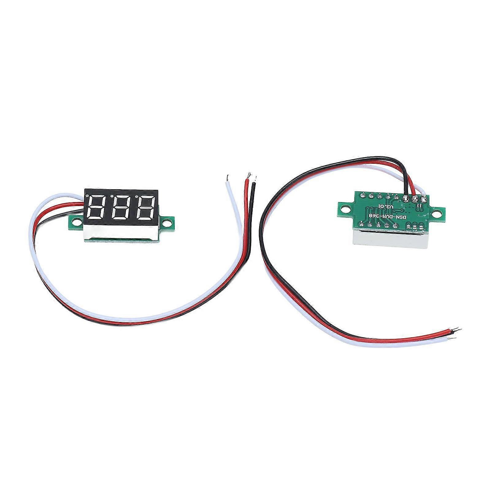 2Pcs Mini LCD Voltmeter DIY Compatible 0.36in LED 3-Digit 0-30V DC Voltage Range Reverse Protection