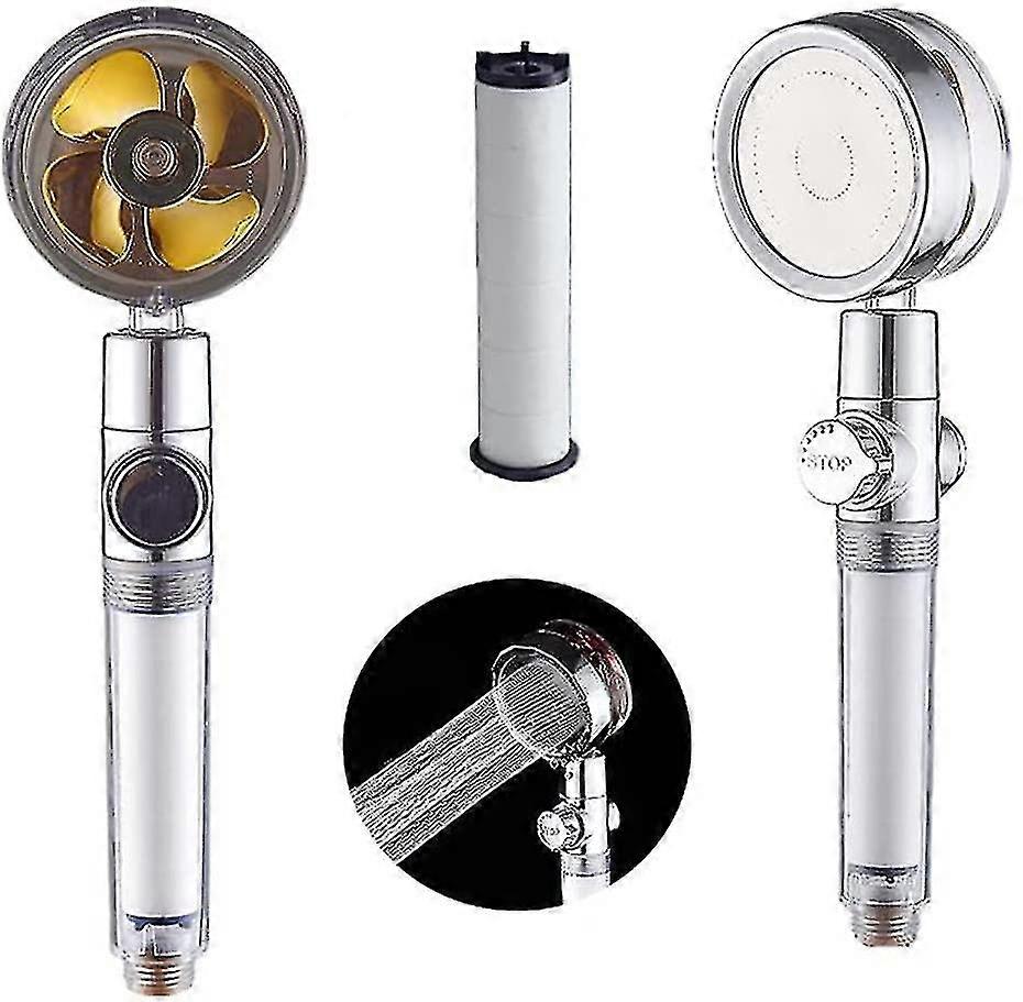 High pressure propeller shower head, 360 rotation shower head. High pressure hand shower with 1 filter and pause switch water saving shower head