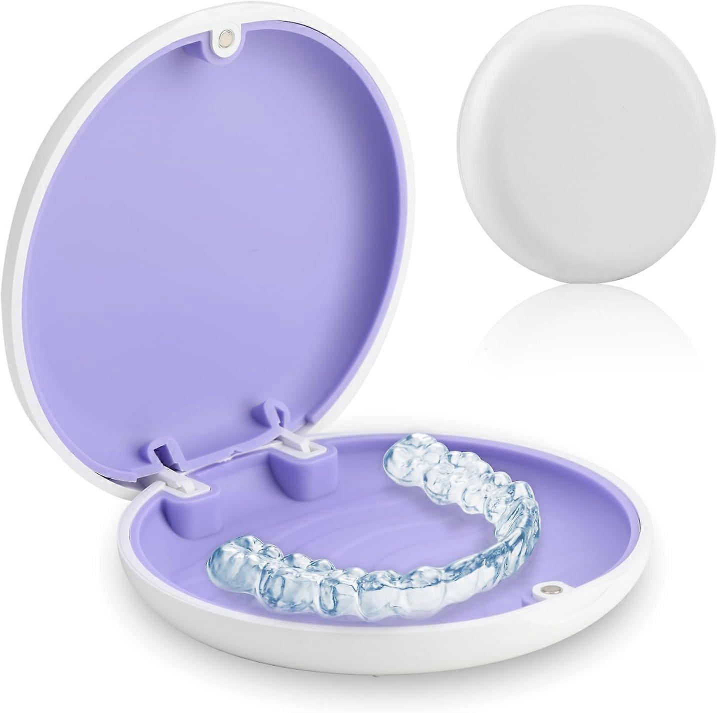 Orthodontics Denture Box Round Retainer Multifunctional Denture Case for Retainers Mouthguards Case Dentures Braces(White)