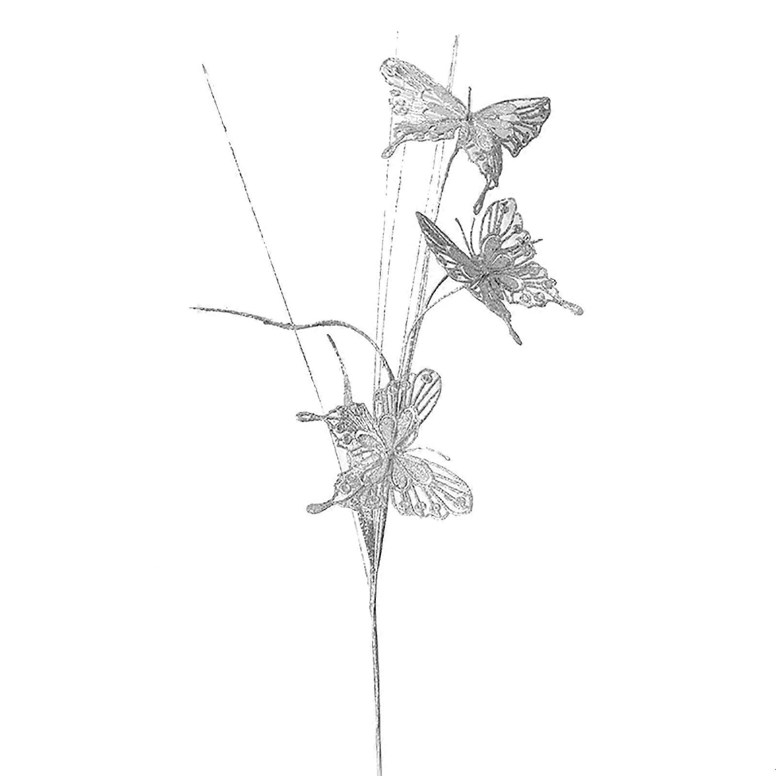 Decorative Bead Simulation Golden Butterfly Sticks Foam Picks Realistic Glittery Twigs Artificial Glitter Berry Stem